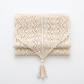 Crochet Lace Table Runner with Tassels — Cotton Boho Farmhouse Dining Decor