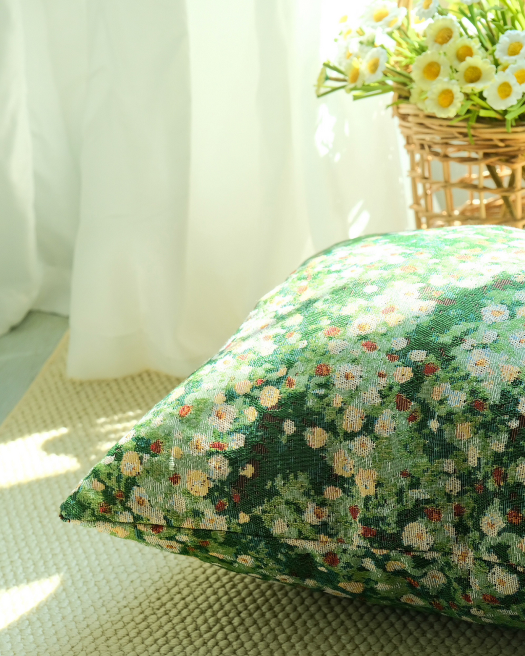 Vintage garden floral throw pillow cover for living room