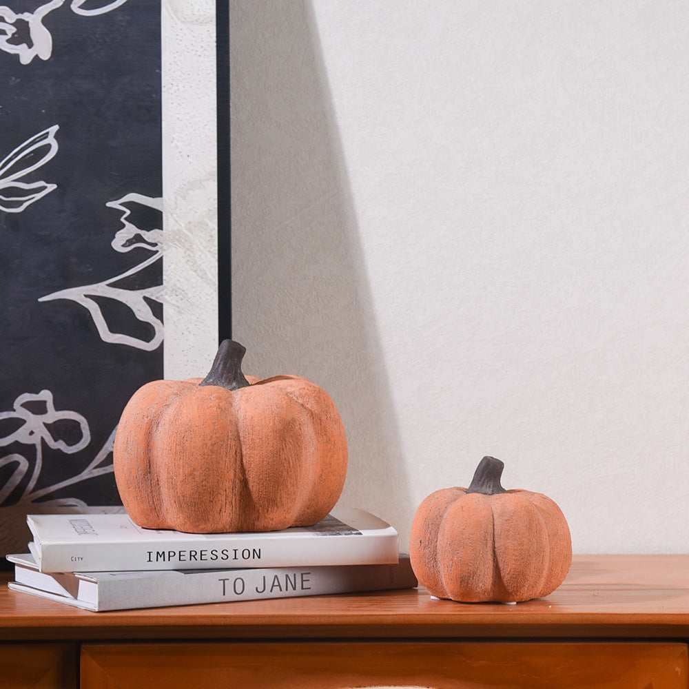 Orange pumpkin ornament for Thanksgiving and autumn table styling