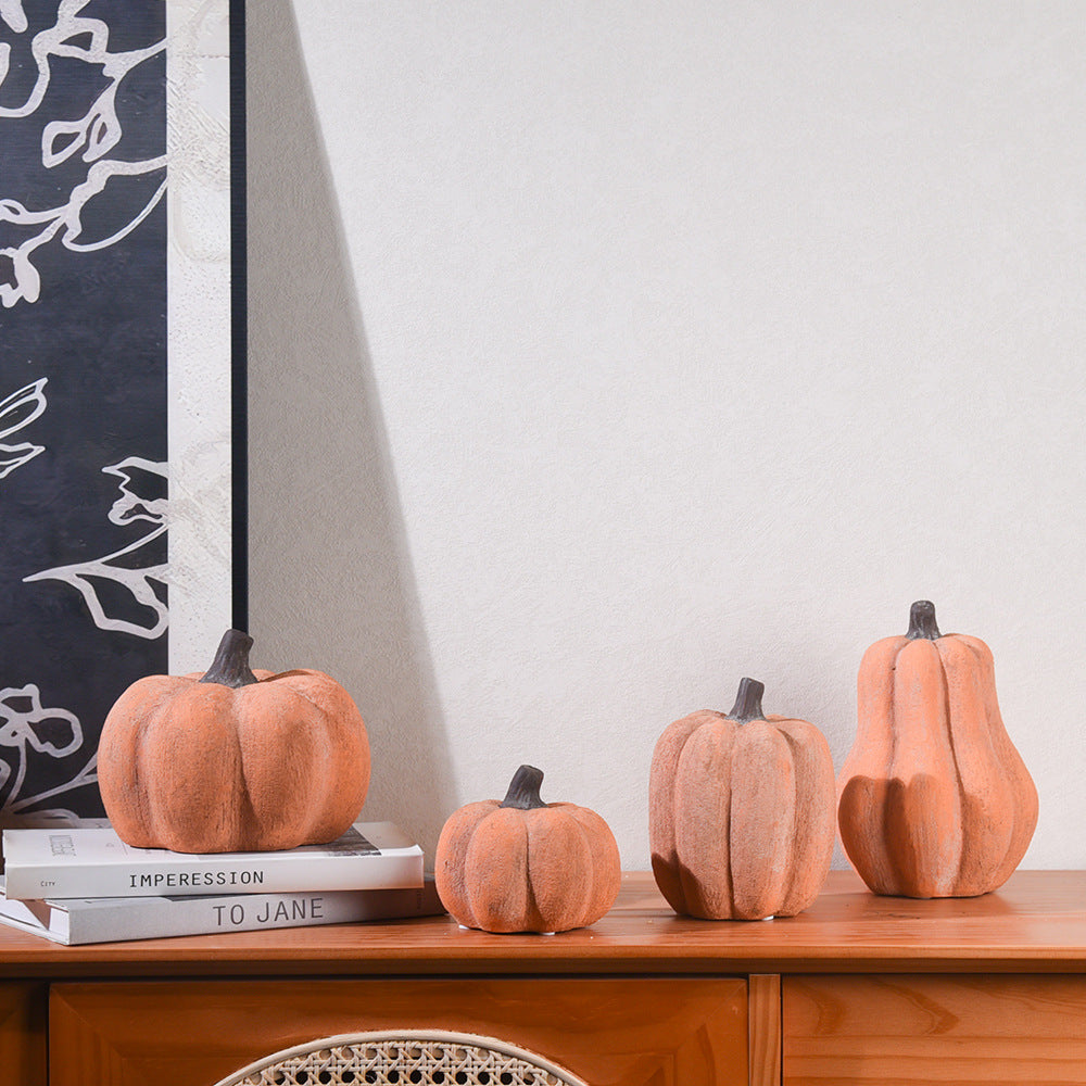 Orange ceramic pumpkin Halloween decoration for fall decor