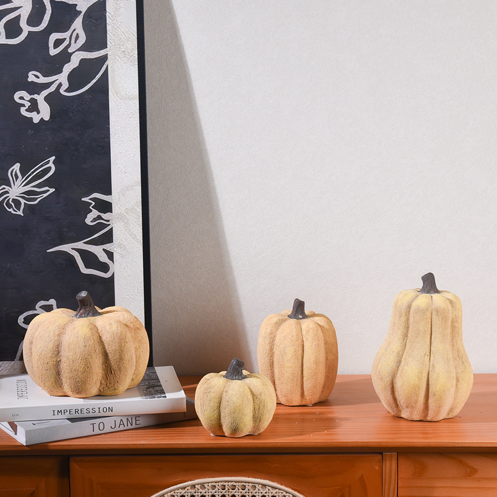 Yellow ceramic pumpkin Halloween decoration for fall home decor