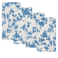 Blue Floral Toile Cloth Napkins Set — Cotton French Country Farmhouse