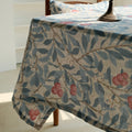 Soft linen texture floral tablecloth corner detail
