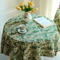 Botanical meadow pattern tablecloth with farmhouse dining setting
