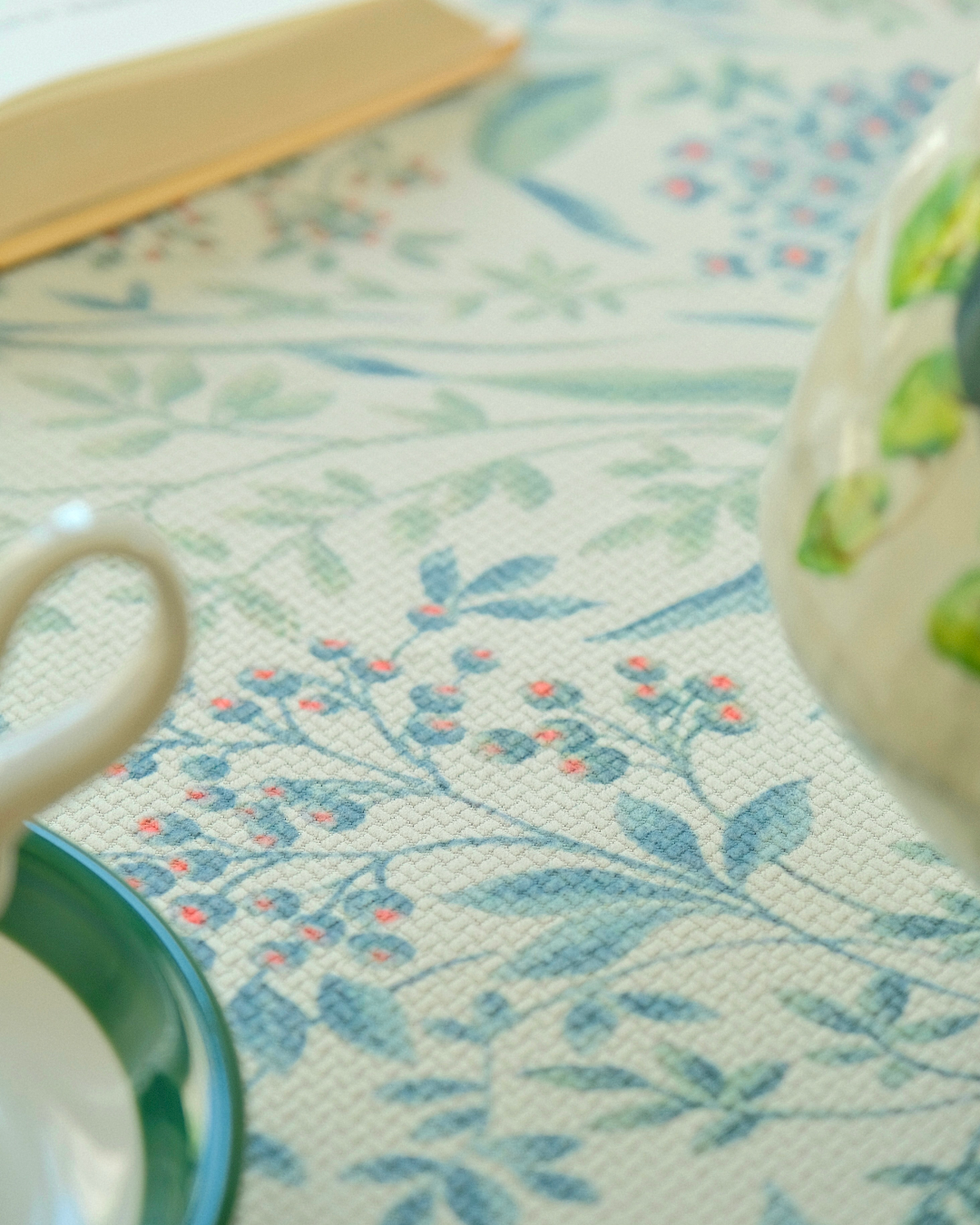 Detailed blue wildflower botanical fabric texture
