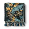 Tropical Jungle Table Runner with Tassels — Boho Leopard Palm Leaf Decor