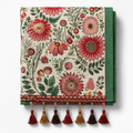 Red Floral Table Runner with Tassels — Sunflower Daisy Boho Farmhouse Decor