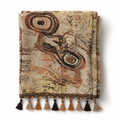 Abstract Swirl Table Runner with Tassels — Terracotta Boho Vintage Decor